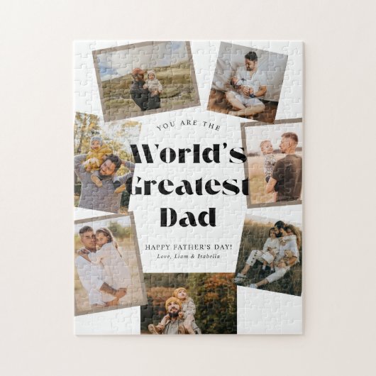 Mooi Retro Grootste Papa van de Wereld 7 Foto Coll Legpuzzel (Verticaal)