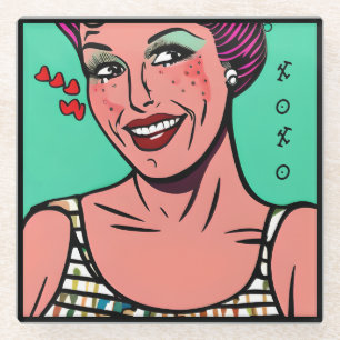Mooi Retro Pop Art XOXO Glazen Onderzetter