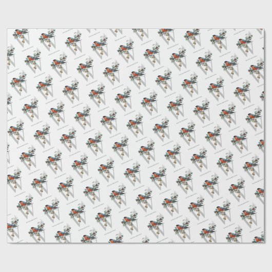 Mooi Robin, W Monogram, Winter Greeting Cadeaupapier (Vlak)