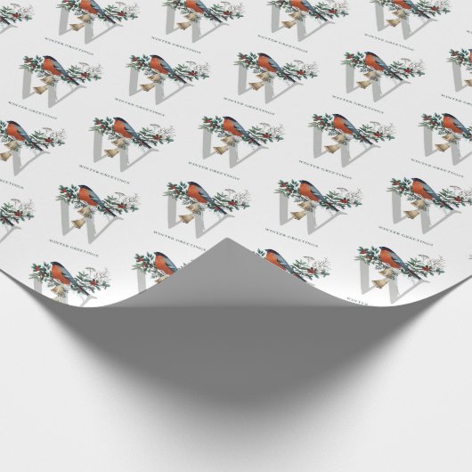 Mooi Robin, W Monogram, Winter Greeting Cadeaupapier (Hoek)