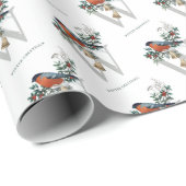 Mooi Robin, W Monogram, Winter Greeting Cadeaupapier (Rol Hoek)