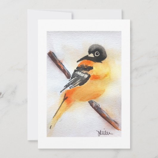 Mooi Robin Waterverf Kerst Kaart (Voorkant)