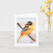 Mooi Robin Waterverf Kerstkaart Kaart (Gele Bloem)