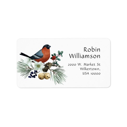 Mooi Robin Wildlife Return-adres Etiket (Voorkant)