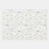 Mooi Romantisch Blauw Vogels Bloemen Bruids Shower Inpakpapier Vel (Voorkant)