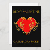 Mooi romantisch valentijnsrood gotisch hart feestdagenkaart (Voorkant / Achterkant)