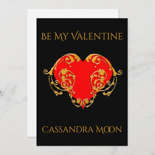 Mooi romantisch valentijnsrood gotisch hart feestdagenkaart (Voorkant / Achterkant)