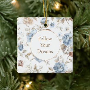 Mooi Romantische Blauwe Bloemen Keramisch Ornament