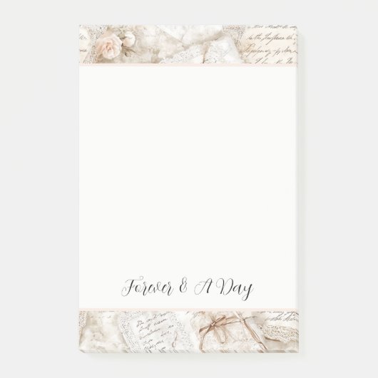 Mooi Romantische Crème Ivoor Kleuren Liefdesbrieve Post-it® Notes (Voorkant)