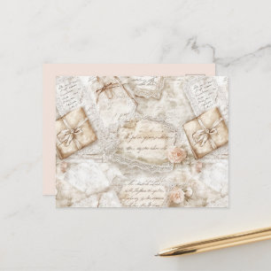 Mooi romantische ivoor blos rozen liefdesbrieven briefkaart