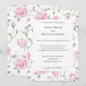 Mooi Romantische Witte Roze Rozen Bloemige Bruilof Kaart (Voorkant / Achterkant)