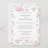 Mooi Romantische Witte Roze Rozen Bloemige Bruilof Kaart (Voorkant)