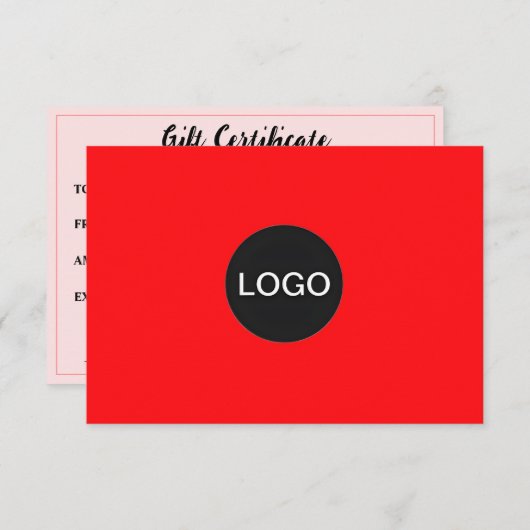 Mooi rood cadeaubon (Modern Brand Logo) (Voorkant / Achterkant)