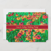 Mooi Rood en Goud Helenium Verjaardagsfeest Kaart (Voorkant)