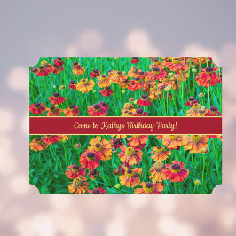 Mooi Rood en Goud Helenium Verjaardagsfeest Kaart