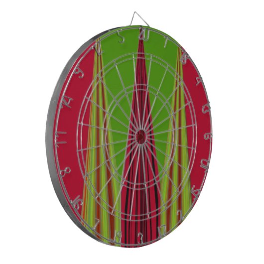 Mooi rood geel groen fractal art design dartbord (Voorkant Links)