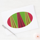 Mooi rood geel groen fractal art design ovale sticker (Envelop)