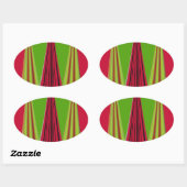 Mooi rood geel groen fractal art design ovale sticker (Vel)