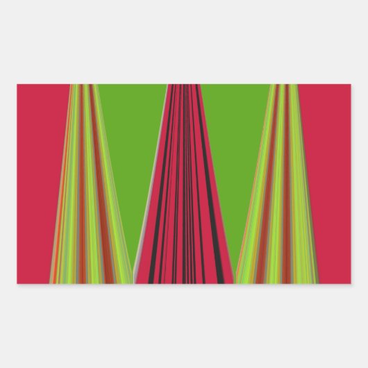 Mooi rood geel groen fractal art design rechthoekige sticker (Voorkant)