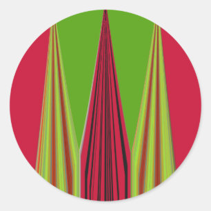 Mooi rood geel groen fractal art design ronde sticker