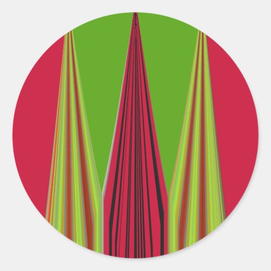 Mooi rood geel groen fractal art design ronde sticker (Voorkant)