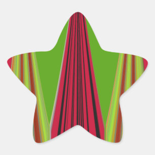 Mooi rood geel groen fractal art design ster sticker