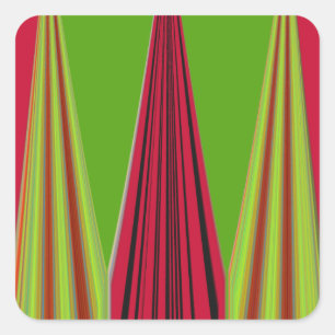 Mooi rood geel groen fractal art design vierkante sticker