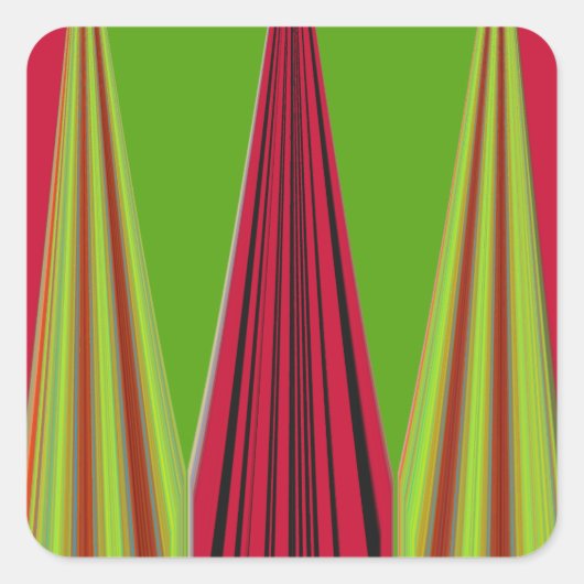 Mooi rood geel groen fractal art design vierkante sticker (Voorkant)
