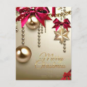 Mooi rood goud vrolijk kerstnieuwjaar briefkaart (Voorkant)