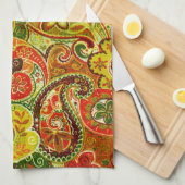 Mooi rood groen paisley Floral Pattern Theedoek (Quarter Fold)