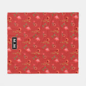 Mooi Rood Klaprozen Patroon Monogram Fleece Deken (Voorkant (Horizontaal))