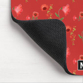 Mooi Rood Klaprozen Patroon Monogram Muismat (Hoek)