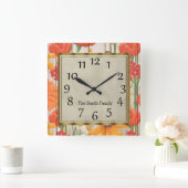 Mooi rood Oranje geel hout Vierkante Klok (Huis)