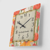 Mooi rood Oranje geel hout Vierkante Klok (Hoek)