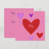 Mooi rood & paars hart Valentijnsdag kaart (Voorkant / Achterkant)