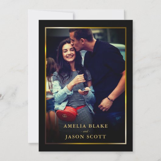 Mooi rood roségoud Lijst met foto bruiloft Kaart (Achterkant)