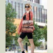 Mooi Rood Sinaasappel Marmer met Rozen Tote Bag