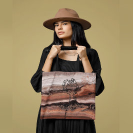 Mooi Rood Sinaasappel Marmer met Rozen Tote Bag