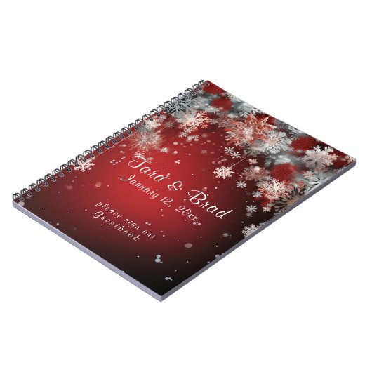 Mooi rood winter bruiloft gastenboek notitieboek (Linkerzijde)