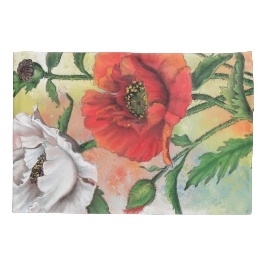 Mooi rood wit klaprozen kussen Hoesje Kussensloop (Achterkant)