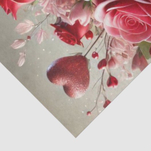 Mooi Roos Bloemen Valentijnen Dag Tissue Papier (Detail)