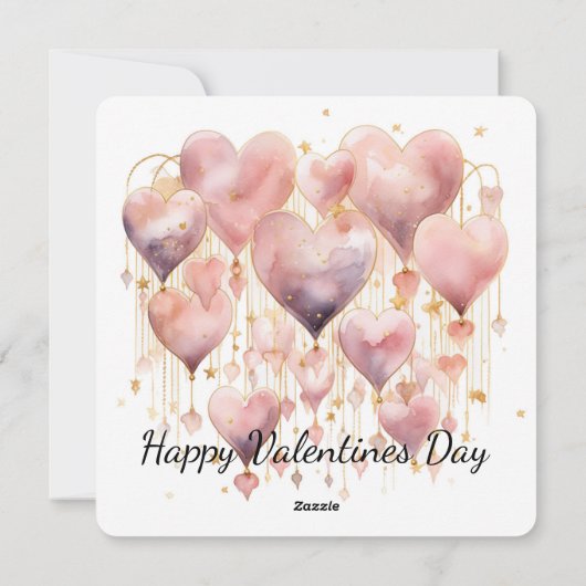 Mooi Roos gekleurd Waterverf hart Feestdagenkaart (Achterkant)