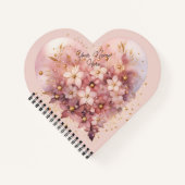 Mooi Roos gekleurd Waterverf hart Notitieboek (Voorkant)