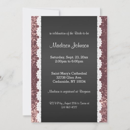 Mooi Roos Gold Glitter Vrijgezellenfeest Kaart (Achterkant)