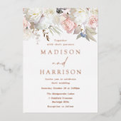 Mooi Roos goudbruin en without Folie Uitnodiging (Voorkant)