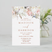 Mooi Roos goudbruin en without Folie Uitnodiging (Staand Voorkant)