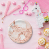 Mooi Roos Gouden Sparkle Marmeren Patroon Papieren Bordje (Feest)