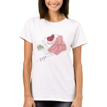 Mooi Roos Minimalistische Line Art T-shirt