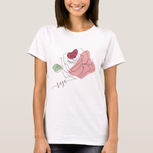 Mooi Roos Minimalistische Line Art T-shirt