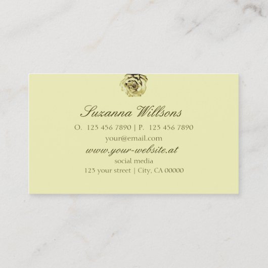 Mooi Roos Plain Pastel Beige met Initialen Visitekaartje (Achterkant)